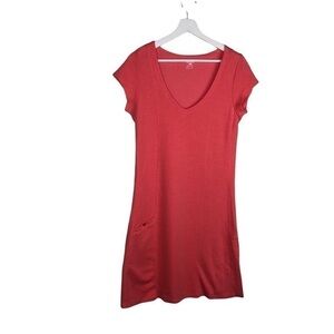 Horny Toad Red V Neck Short Sleeve Dress